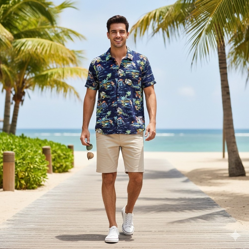 Star Wars The Mandalorian Grogu Tropical Shirt S Navy Blue Hawaiian Yoda Button